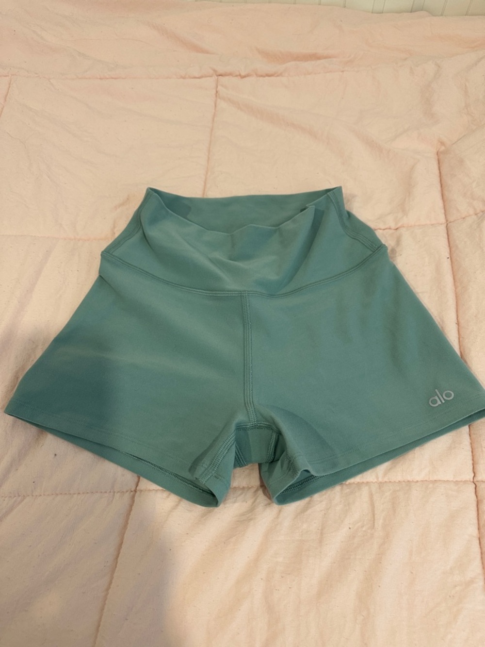 ALO Yoga Teal High-Rise Bike Shorts